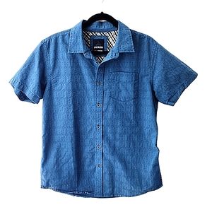 PrAna Mens Blue Button down Shirt Sleeve Shirt Sz M